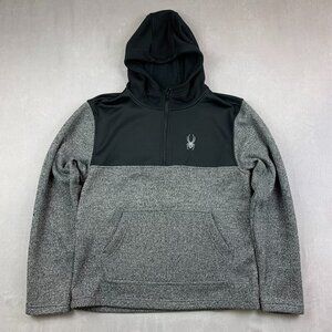 Spyder Mens Sweater Medium Gray Colorblock Ray 1/4 Zip Hoodie Long Sleeve Racer
